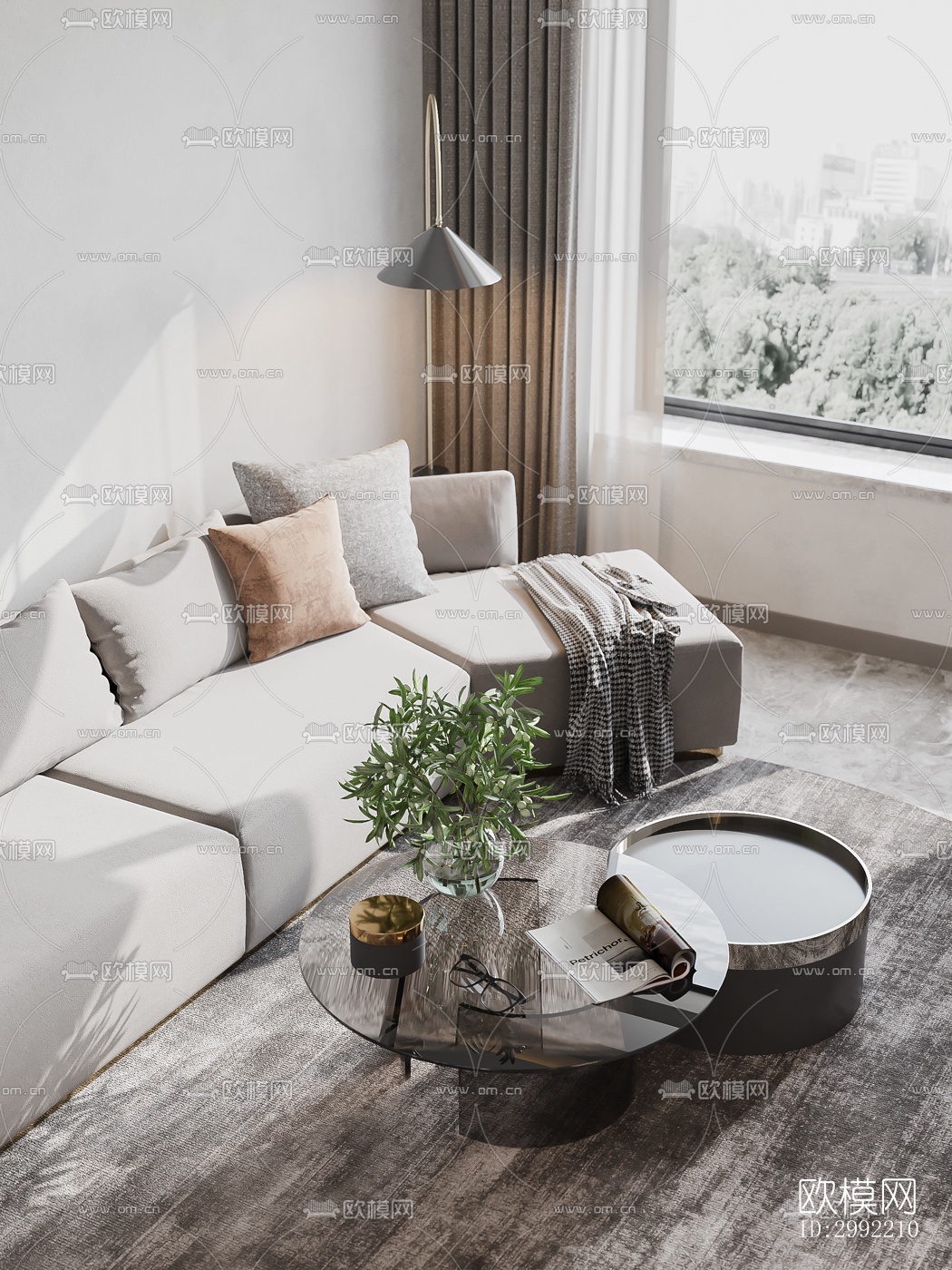 现代平层效果图下载（渲染图1）