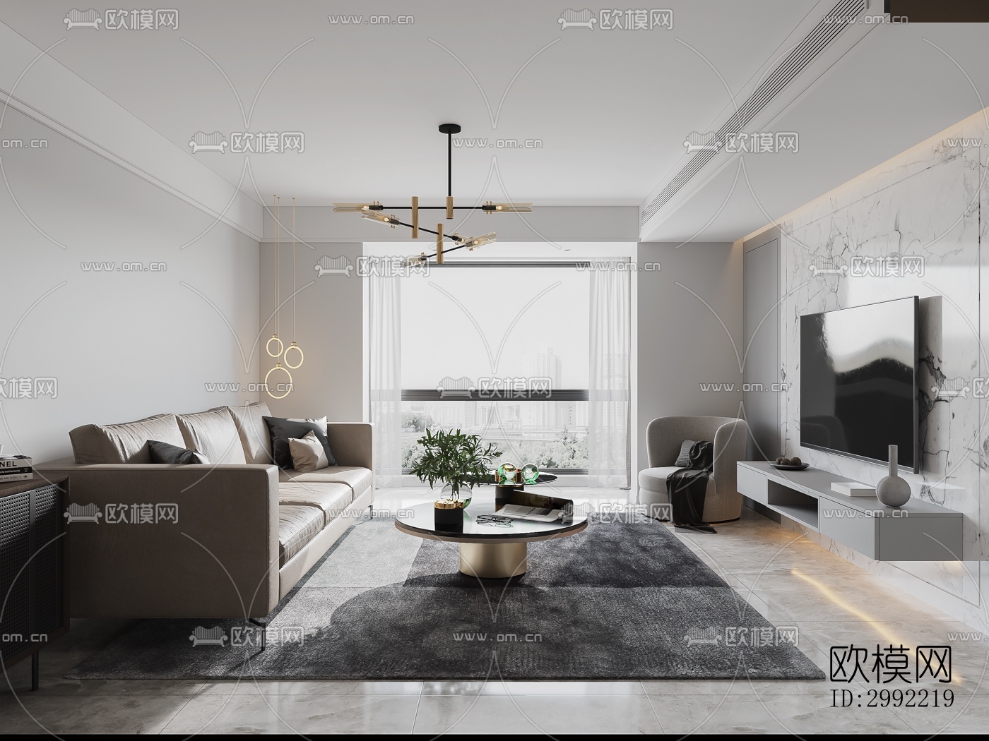 现代平层效果图下载（渲染图10）