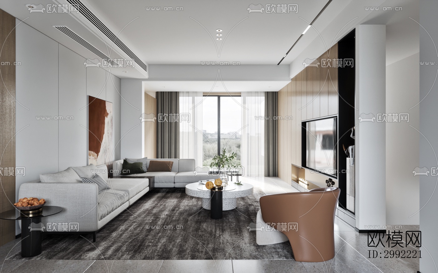 现代平层效果图下载（渲染图3）