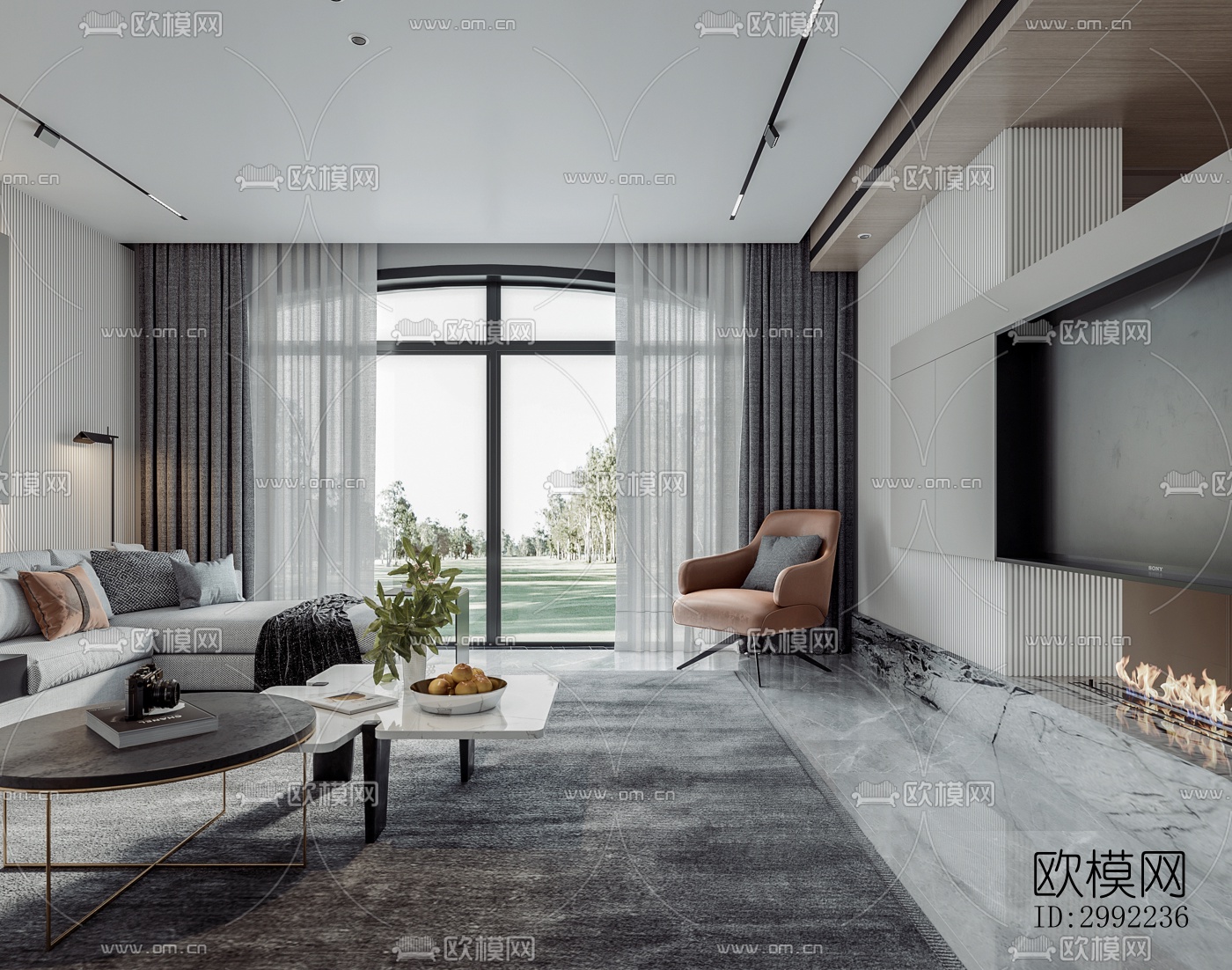 现代平层效果图下载（渲染图9）