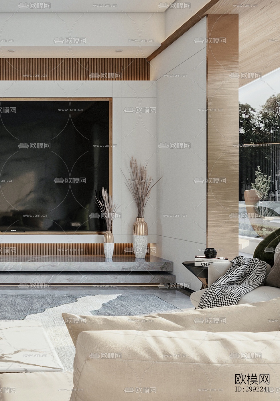 现代平层效果图下载（渲染图1）