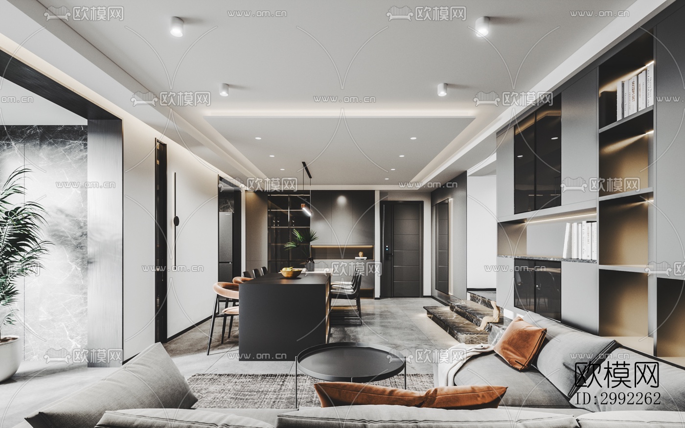 现代平层效果图下载（渲染图3）