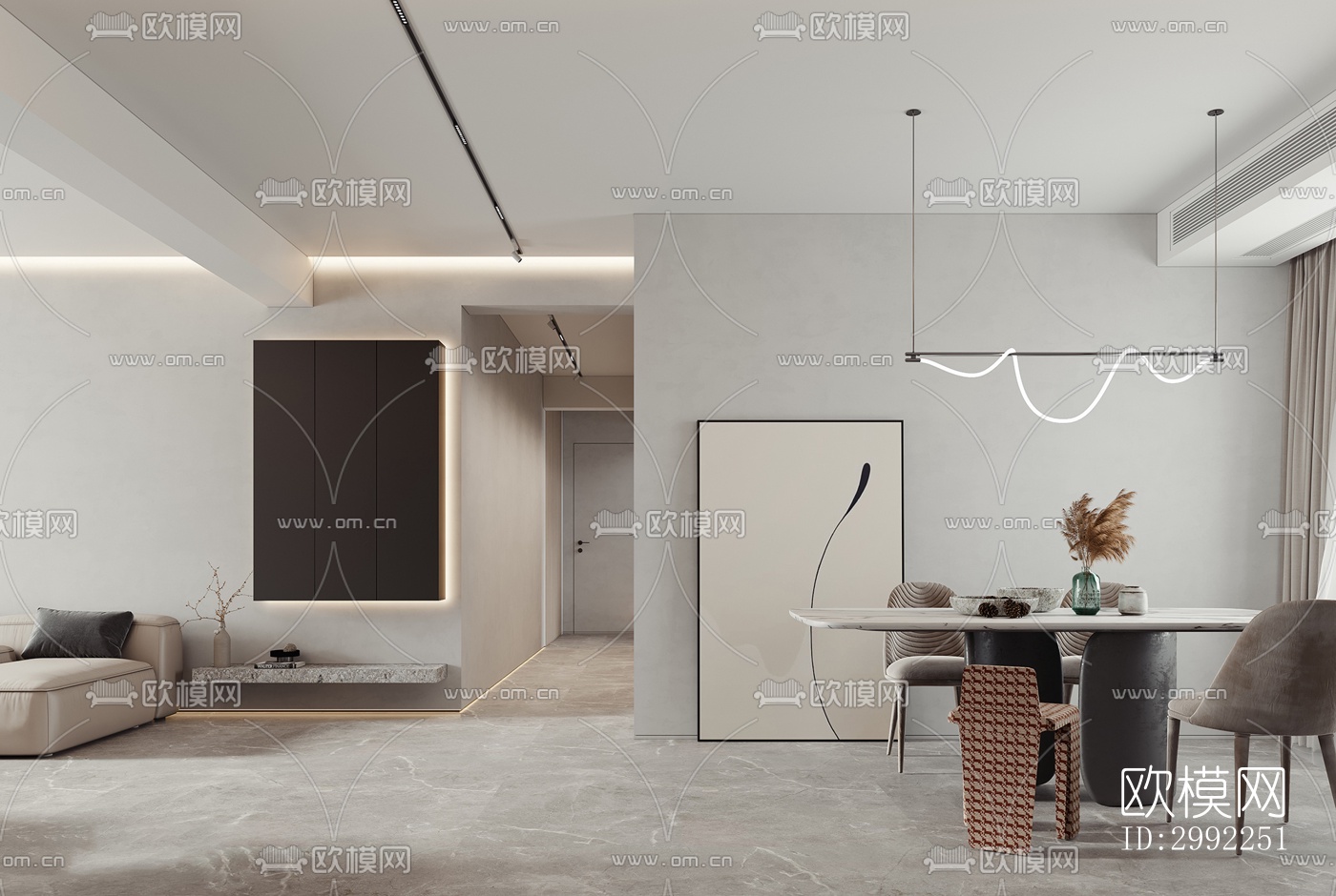 现代平层效果图下载（渲染图2）