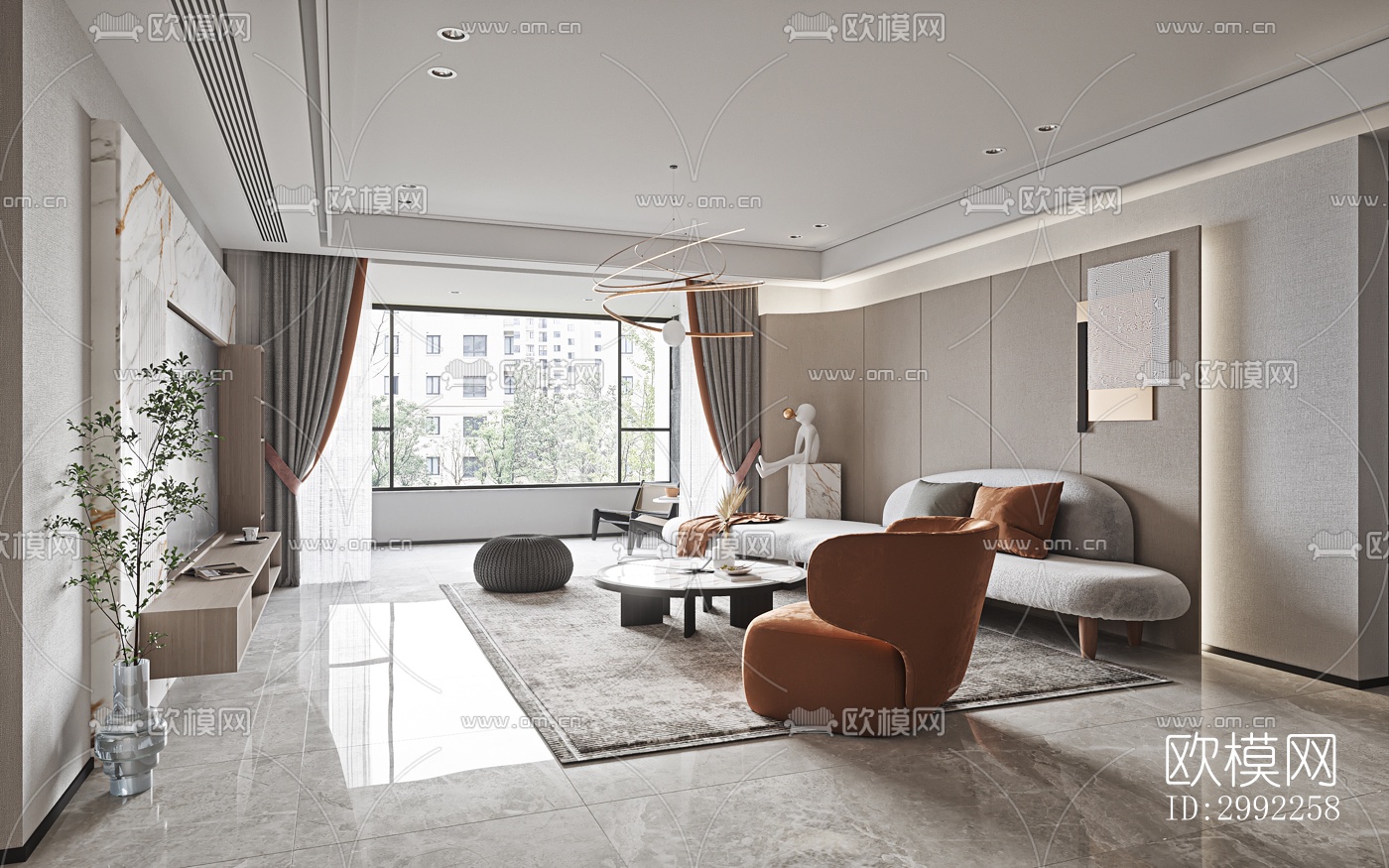 现代平层效果图下载（渲染图2）