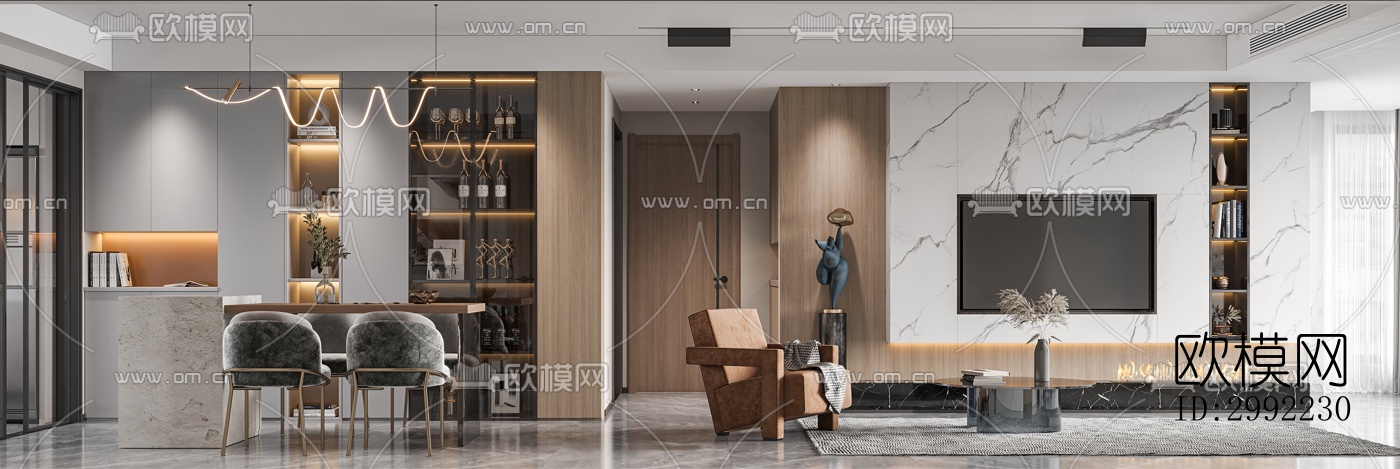 现代平层效果图下载（渲染图6）