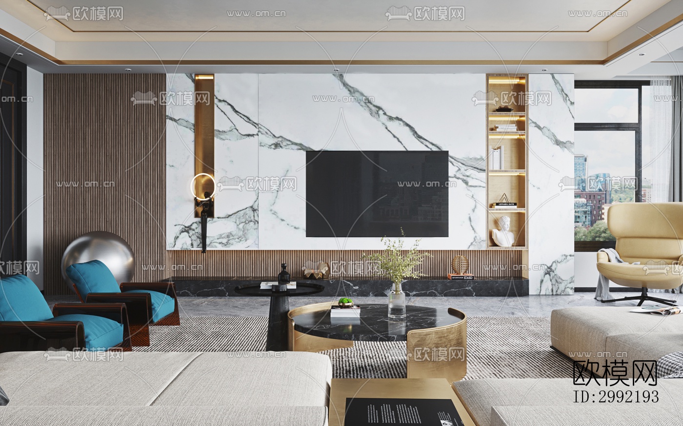 现代平层效果图下载（渲染图8）