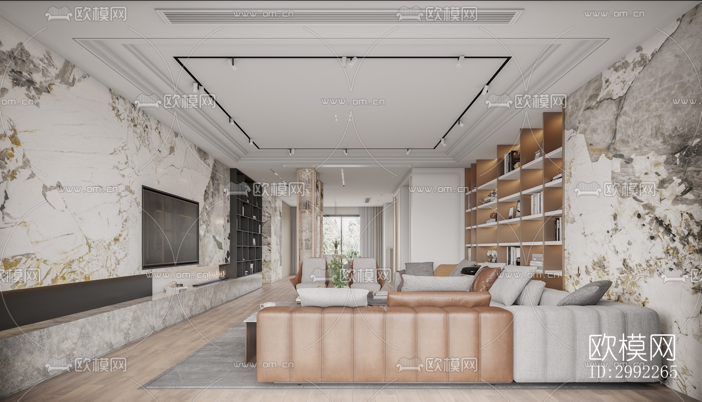 现代平层效果图下载（渲染图1）