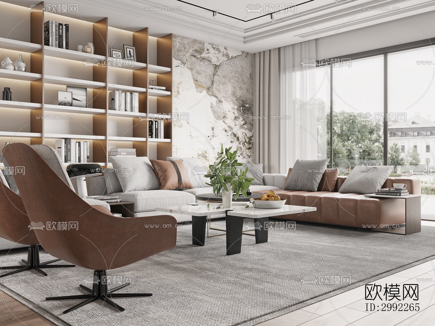 现代平层效果图下载（渲染图2）