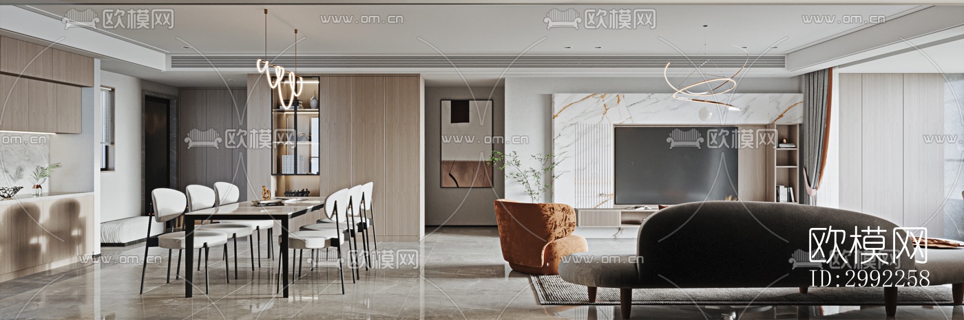 现代平层效果图下载（渲染图3）