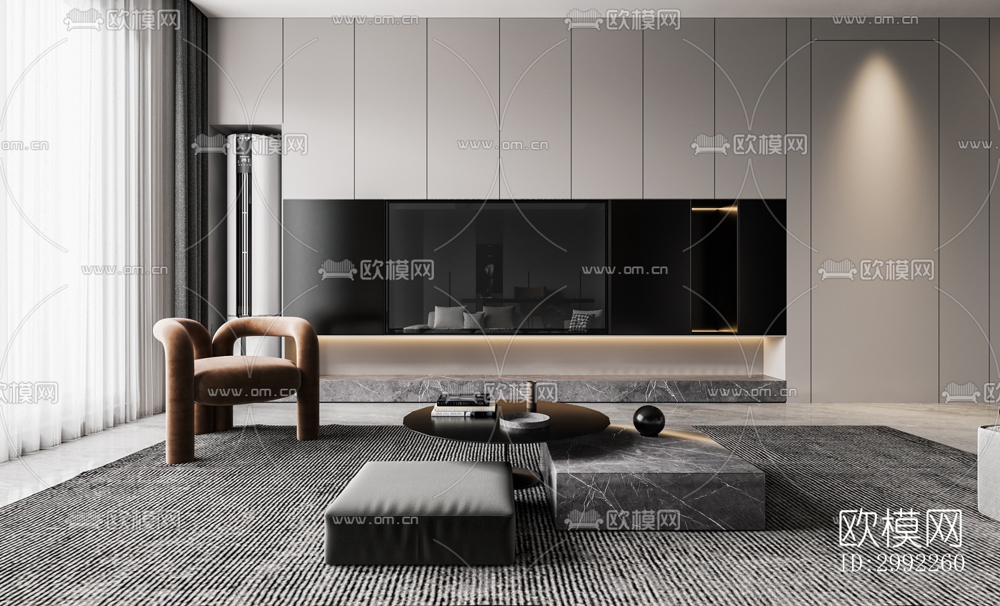 现代平层效果图下载（渲染图6）