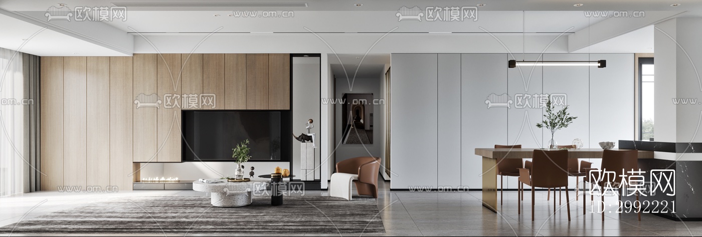 现代平层效果图下载（渲染图2）