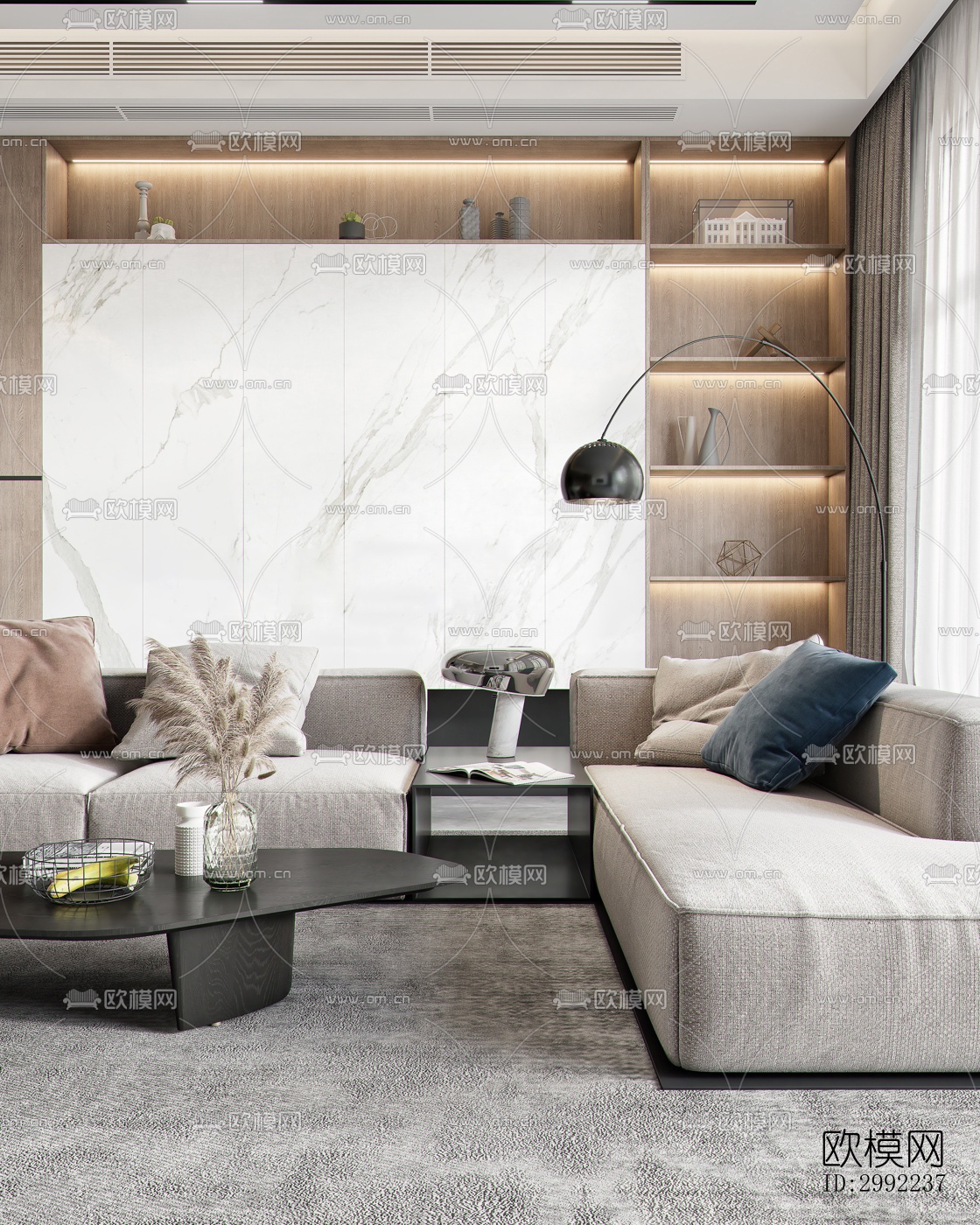 现代平层效果图下载（渲染图1）