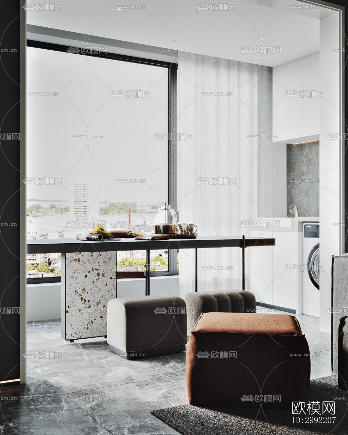 现代平层效果图下载（渲染图3）