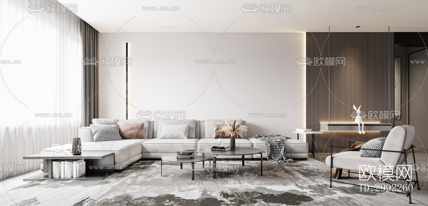 现代平层效果图下载（渲染图1）