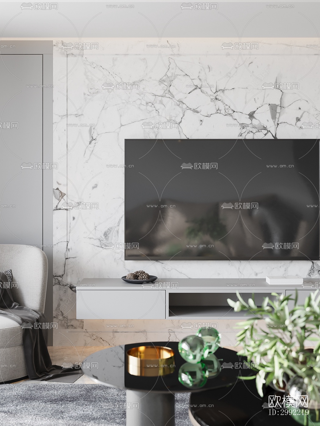 现代平层效果图下载（渲染图1）