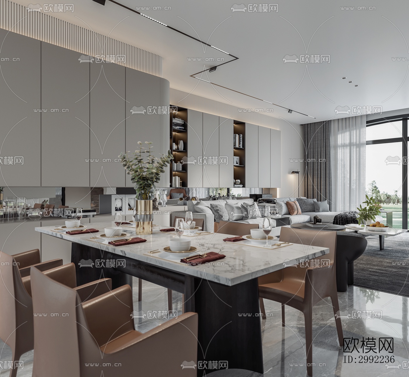 现代平层效果图下载（渲染图8）