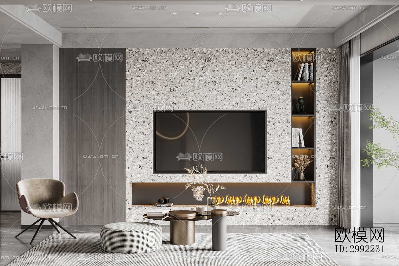 现代平层效果图下载（渲染图2）