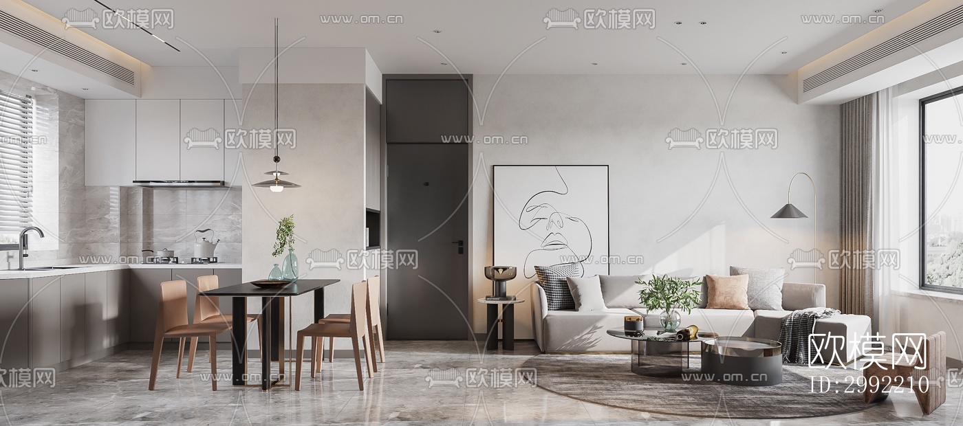 现代平层效果图下载（渲染图2）