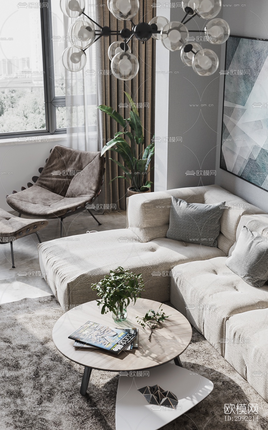 现代平层效果图下载（渲染图3）