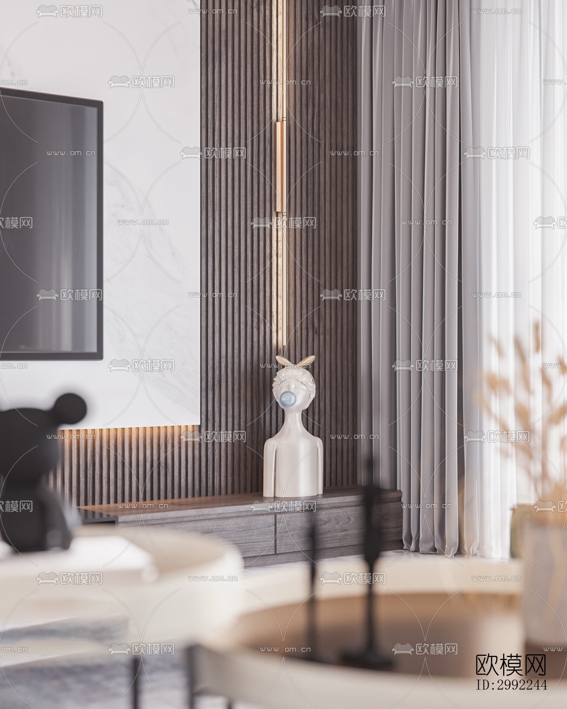 现代平层效果图下载（渲染图3）