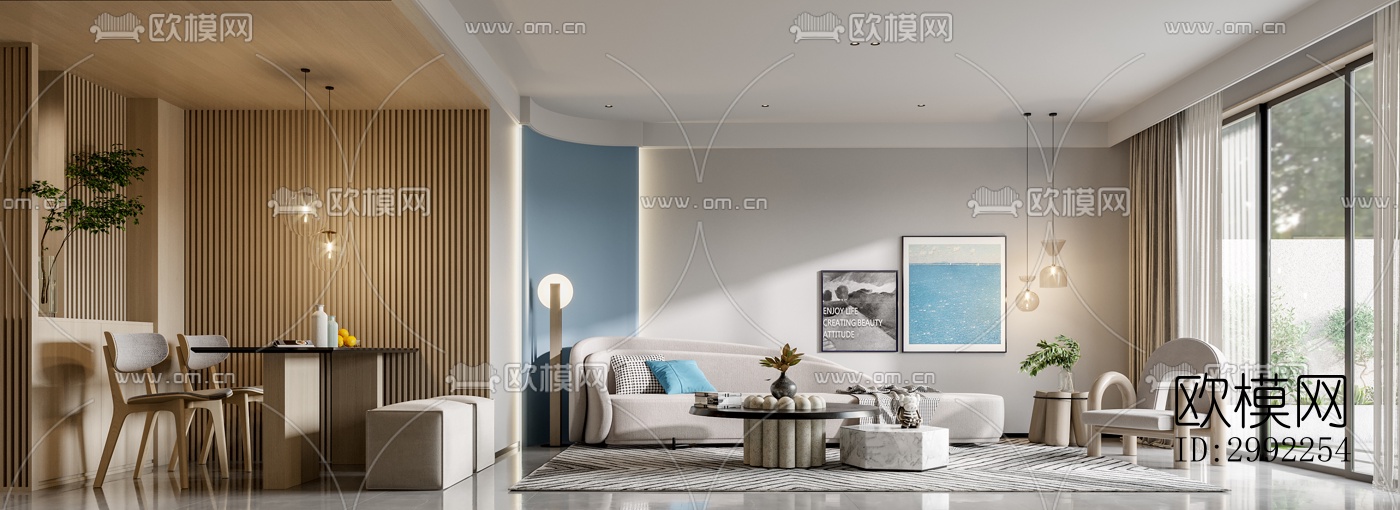 现代平层效果图下载（渲染图1）