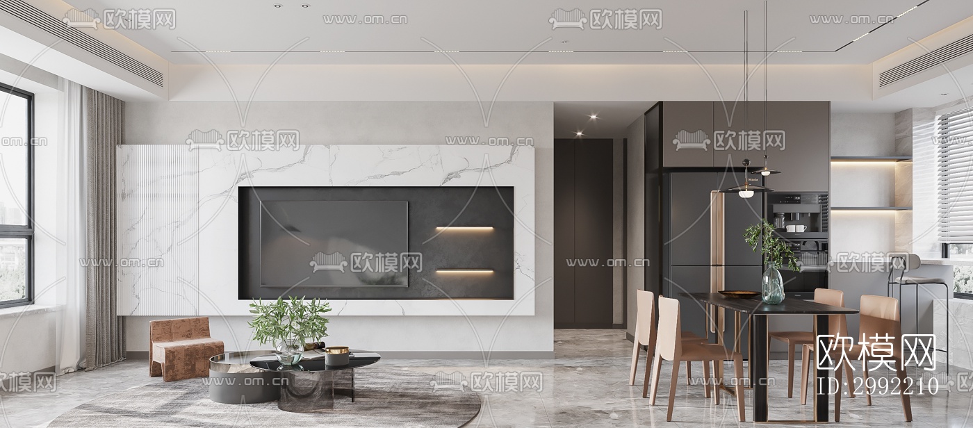 现代平层效果图下载（渲染图10）