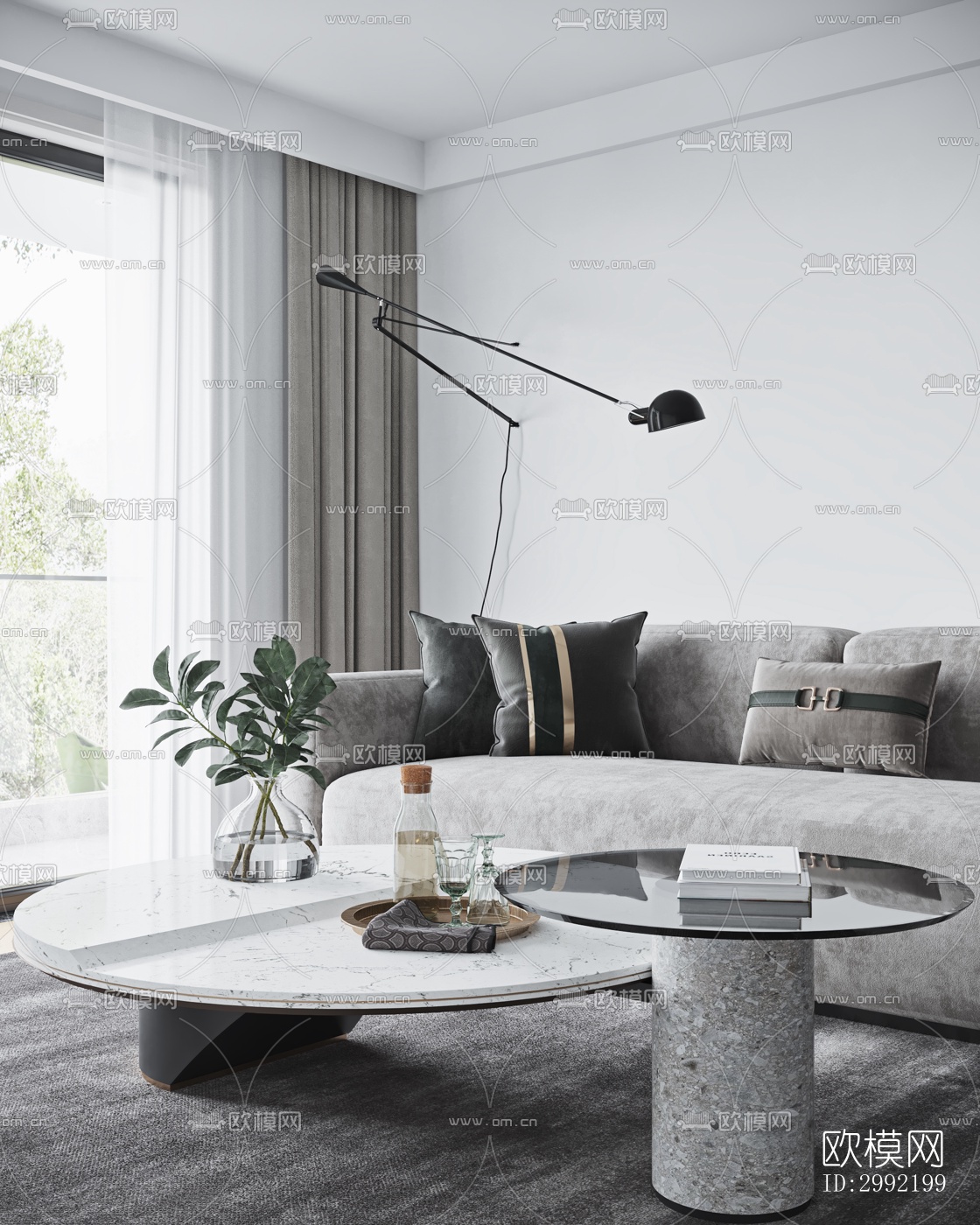 现代平层效果图下载（渲染图3）