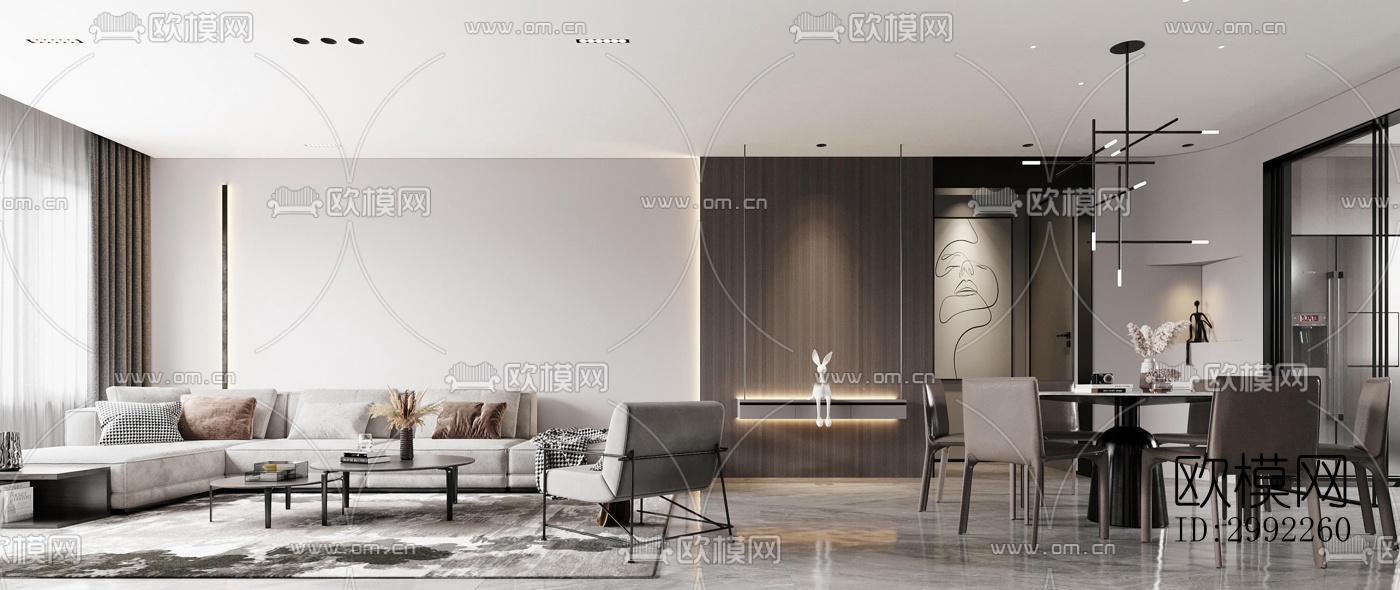 现代平层效果图下载（渲染图9）