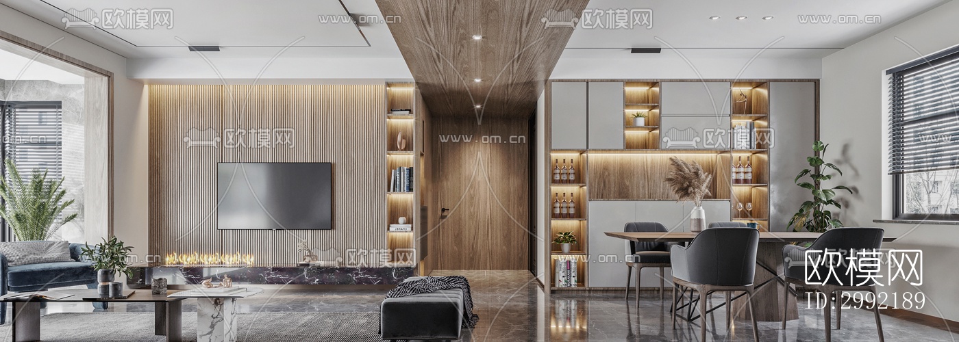 现代平层效果图下载（渲染图3）