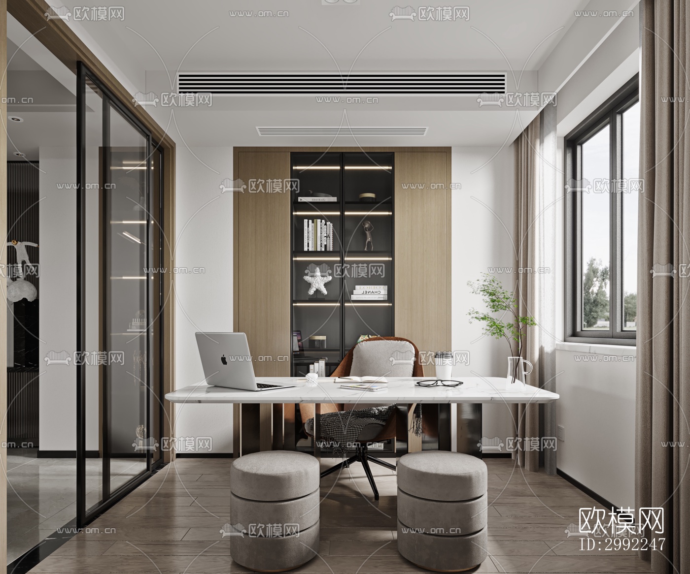 现代平层效果图下载（渲染图1）