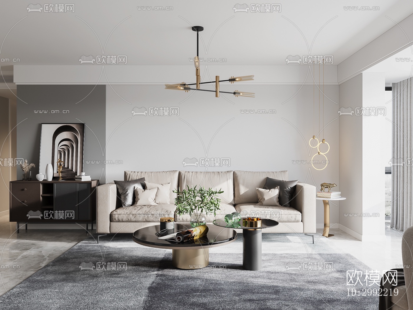 现代平层效果图下载（渲染图11）