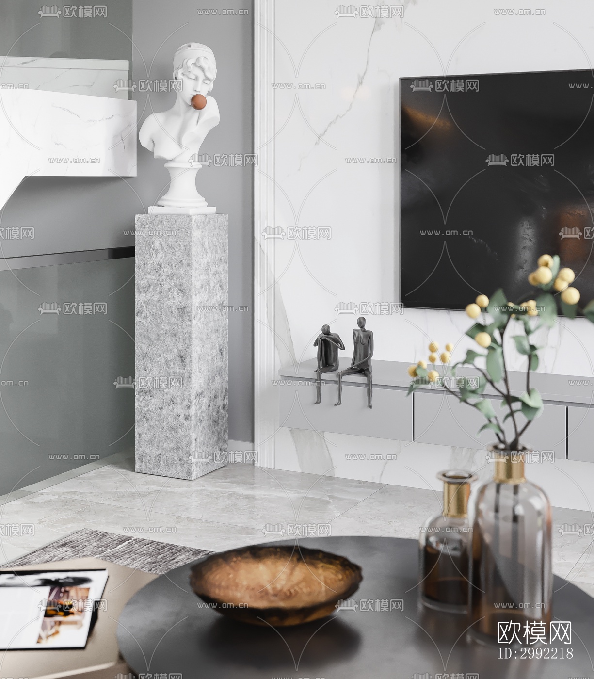 现代平层效果图下载（渲染图4）