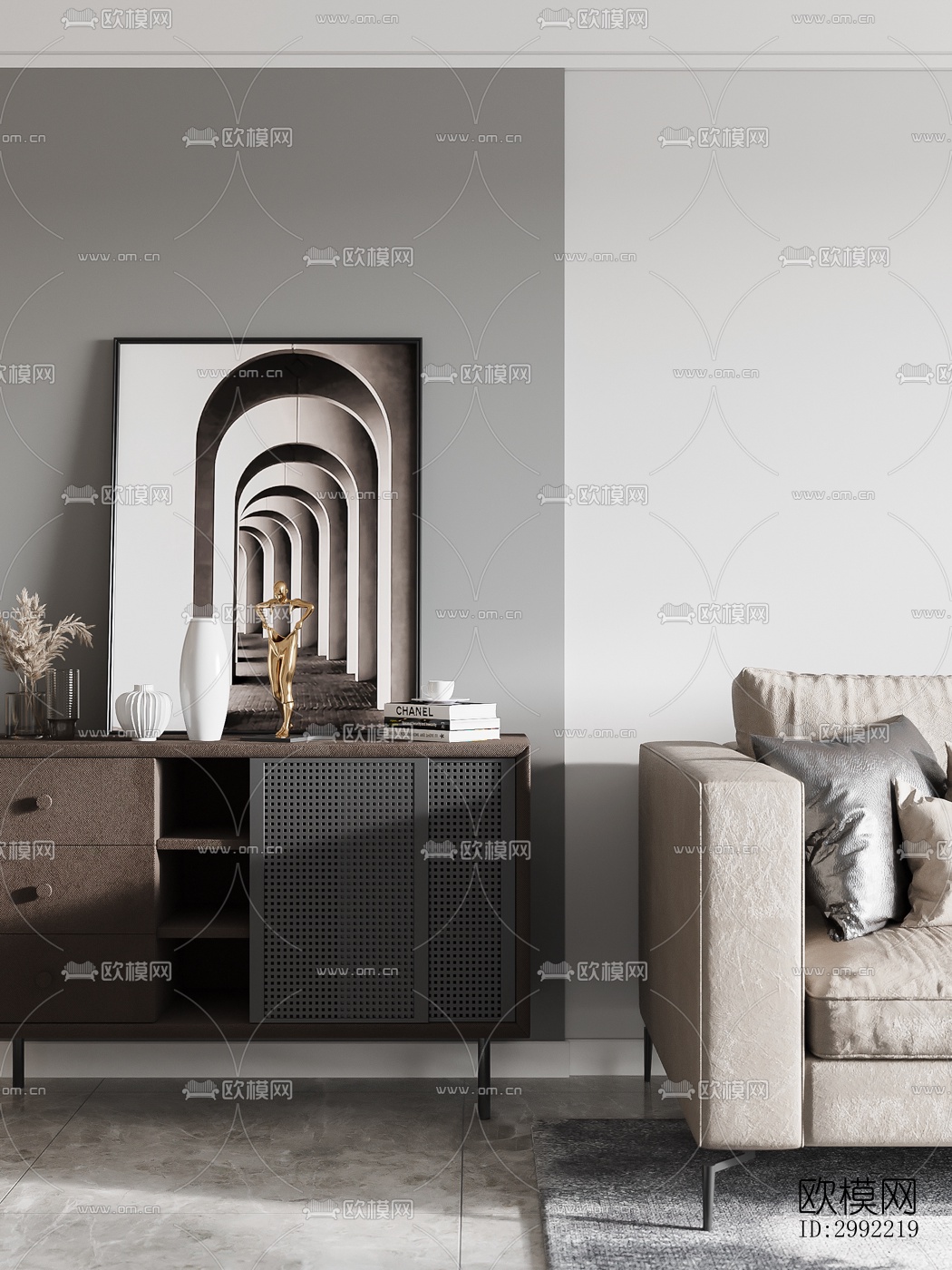 现代平层效果图下载（渲染图9）