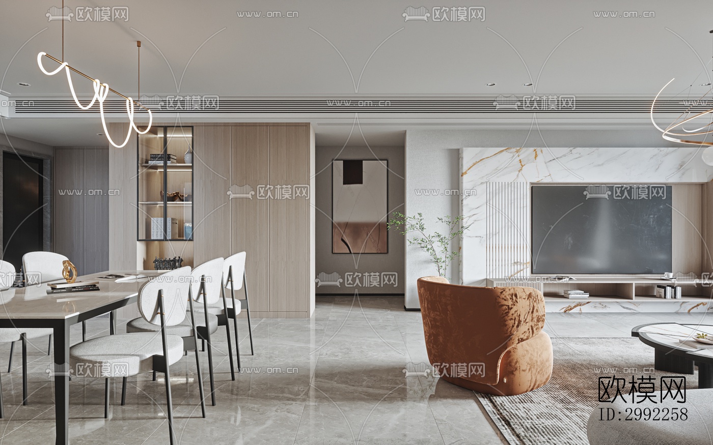 现代平层效果图下载（渲染图4）