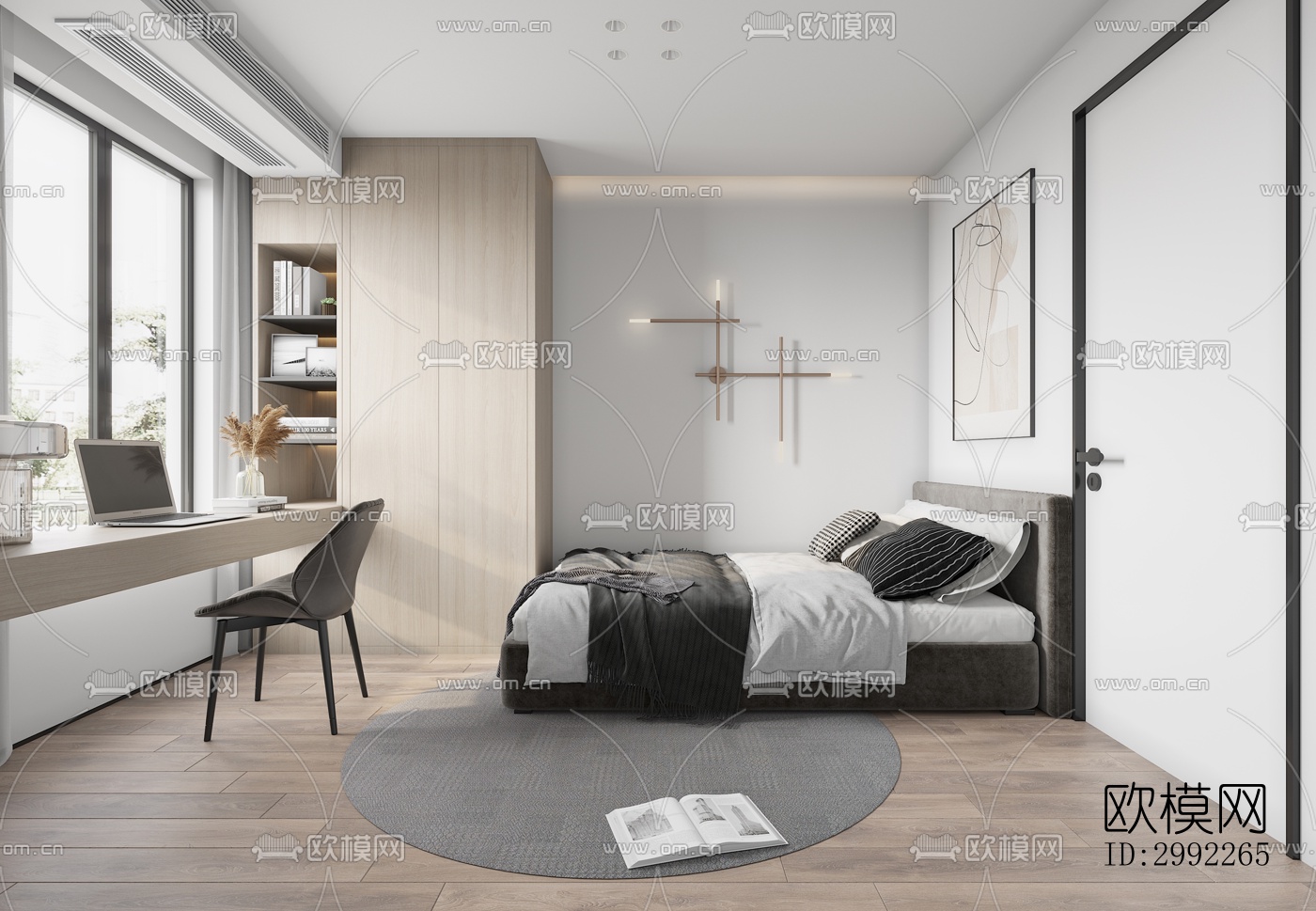 现代平层效果图下载（渲染图3）