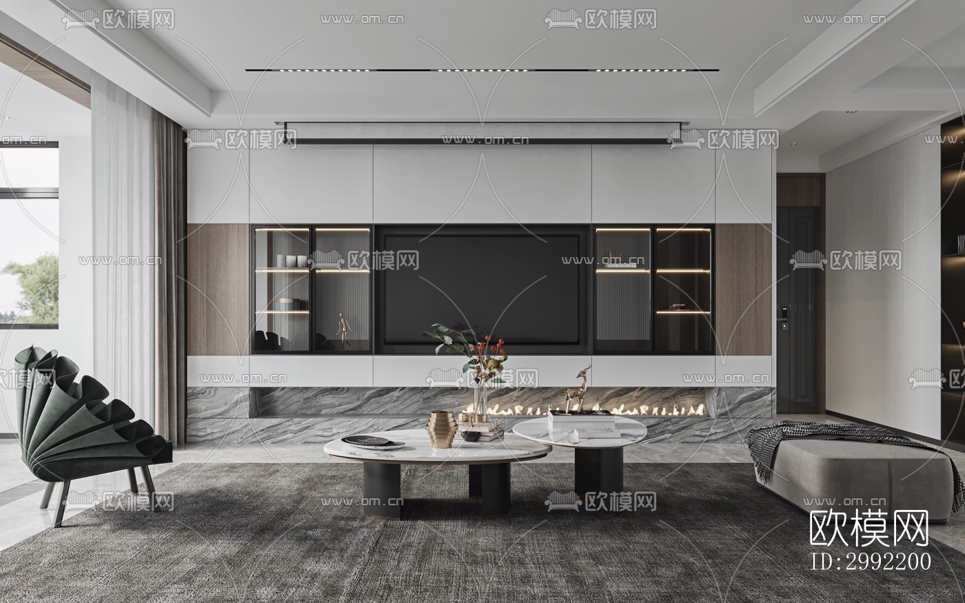 现代平层效果图下载（渲染图8）