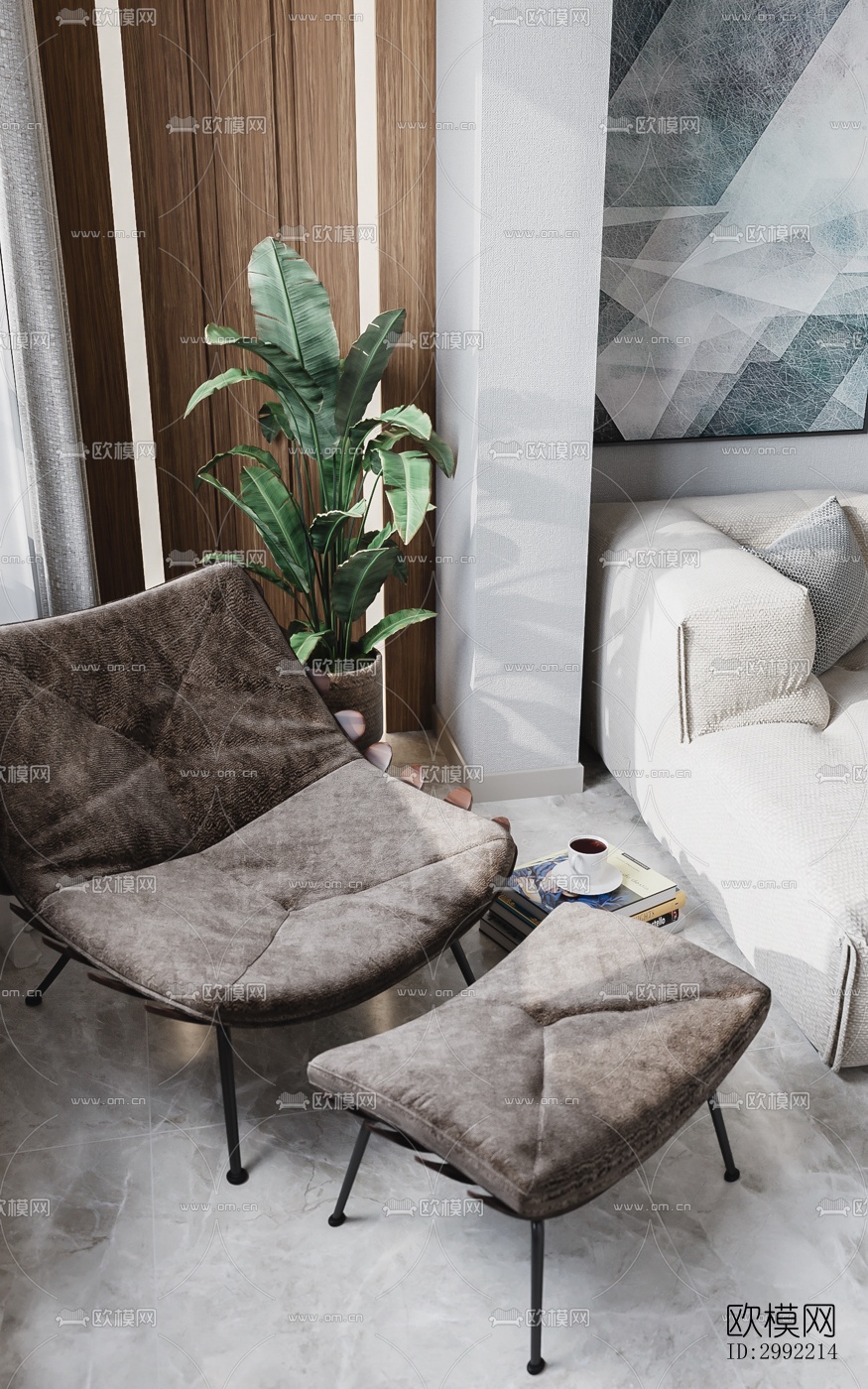 现代平层效果图下载（渲染图1）