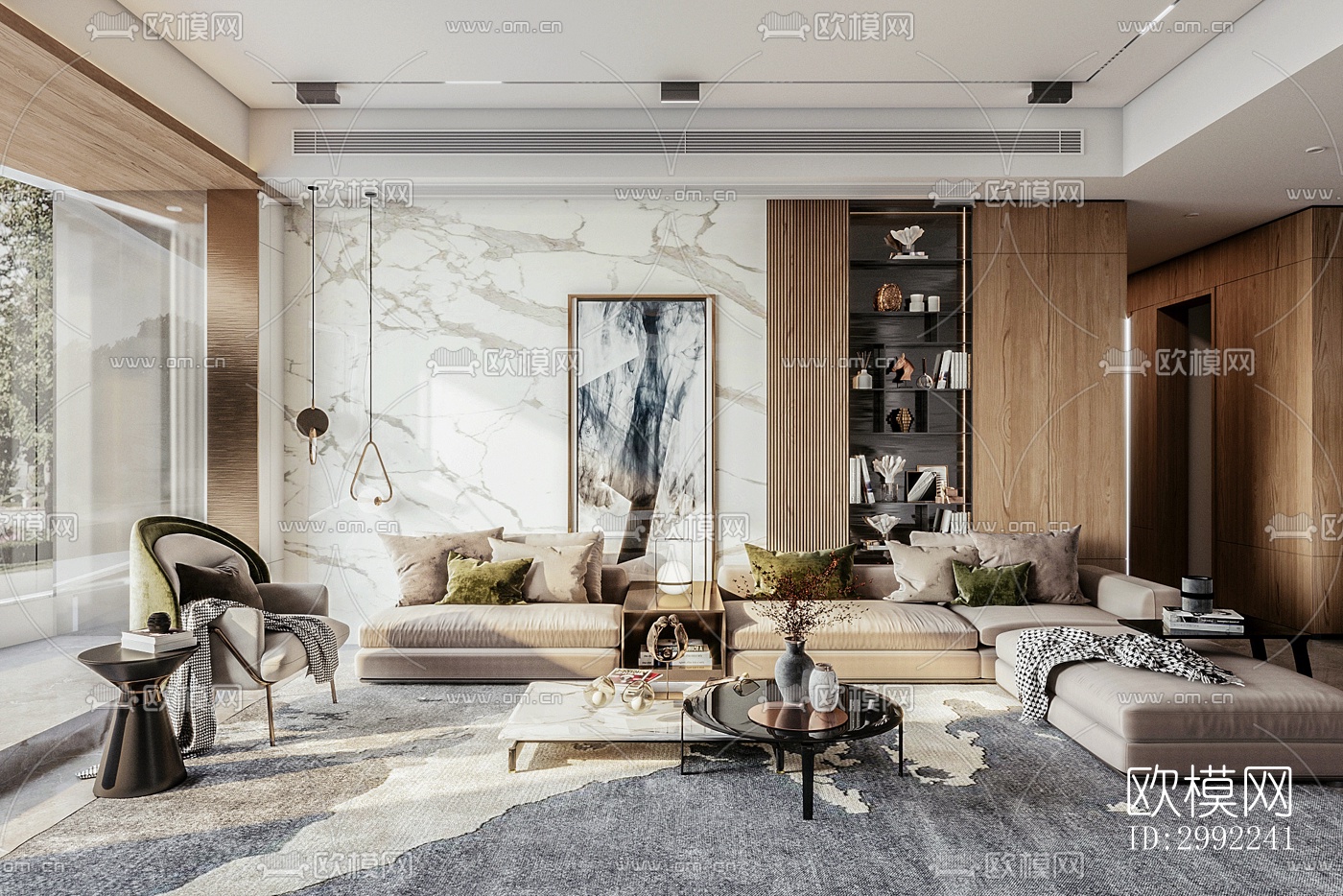 现代平层效果图下载（渲染图4）