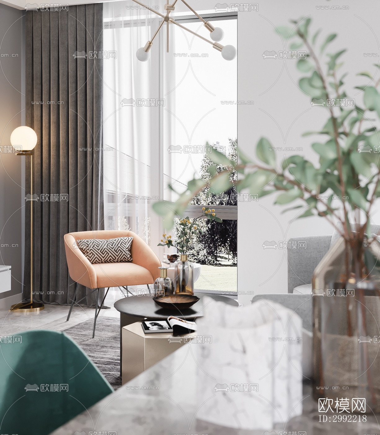 现代平层效果图下载（渲染图2）