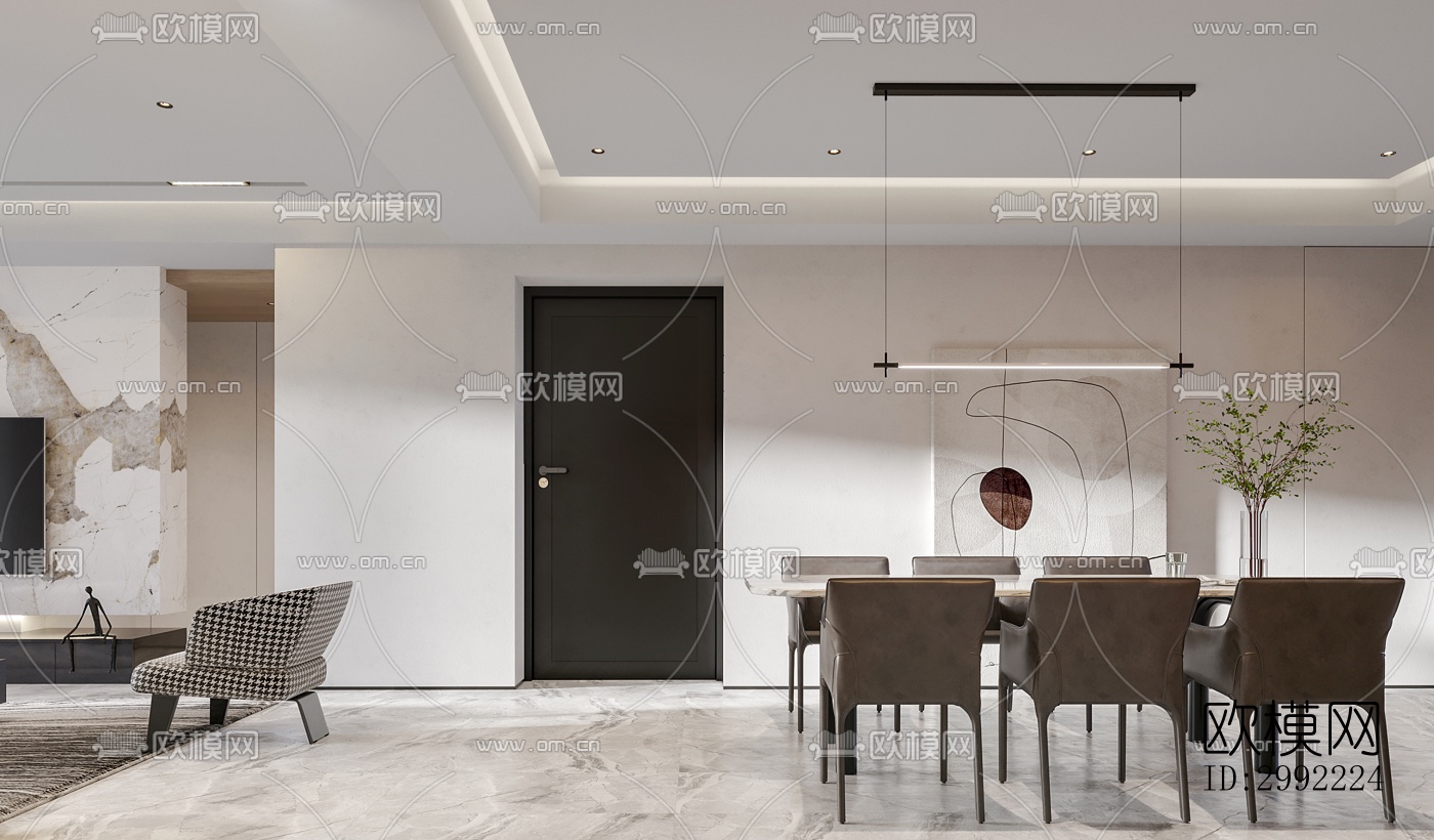 现代平层效果图下载（渲染图4）