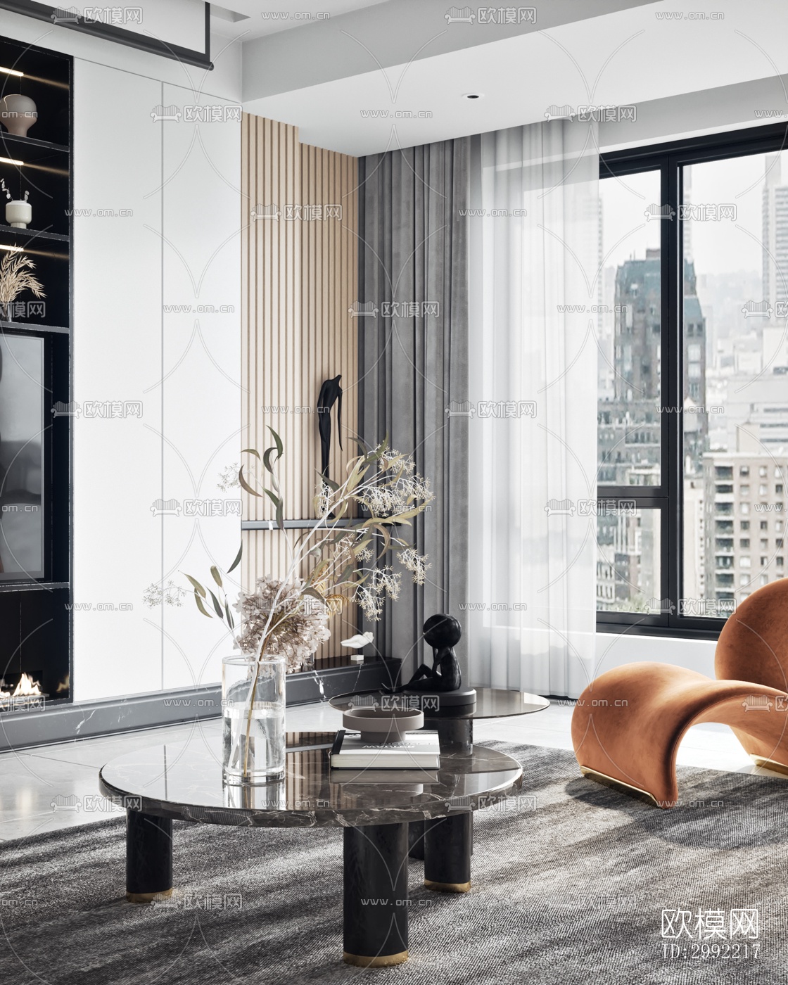 现代平层效果图下载（渲染图3）