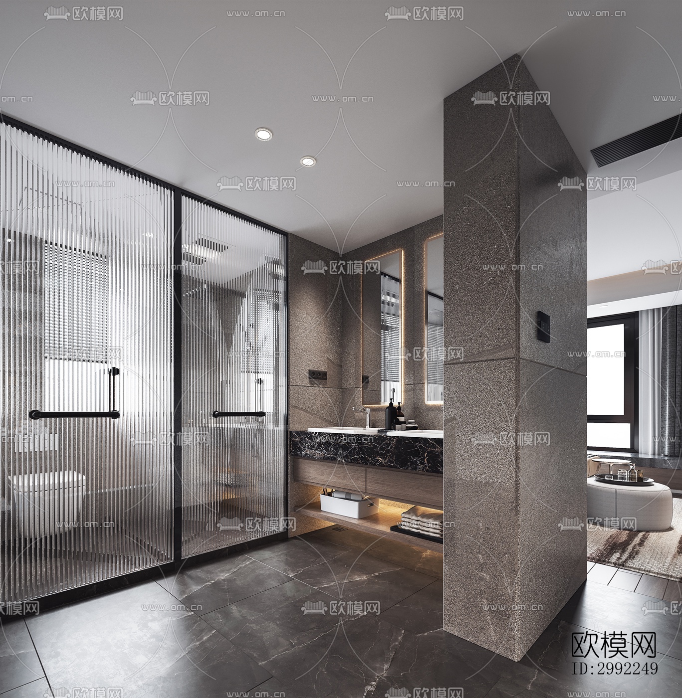 现代平层效果图下载（渲染图3）