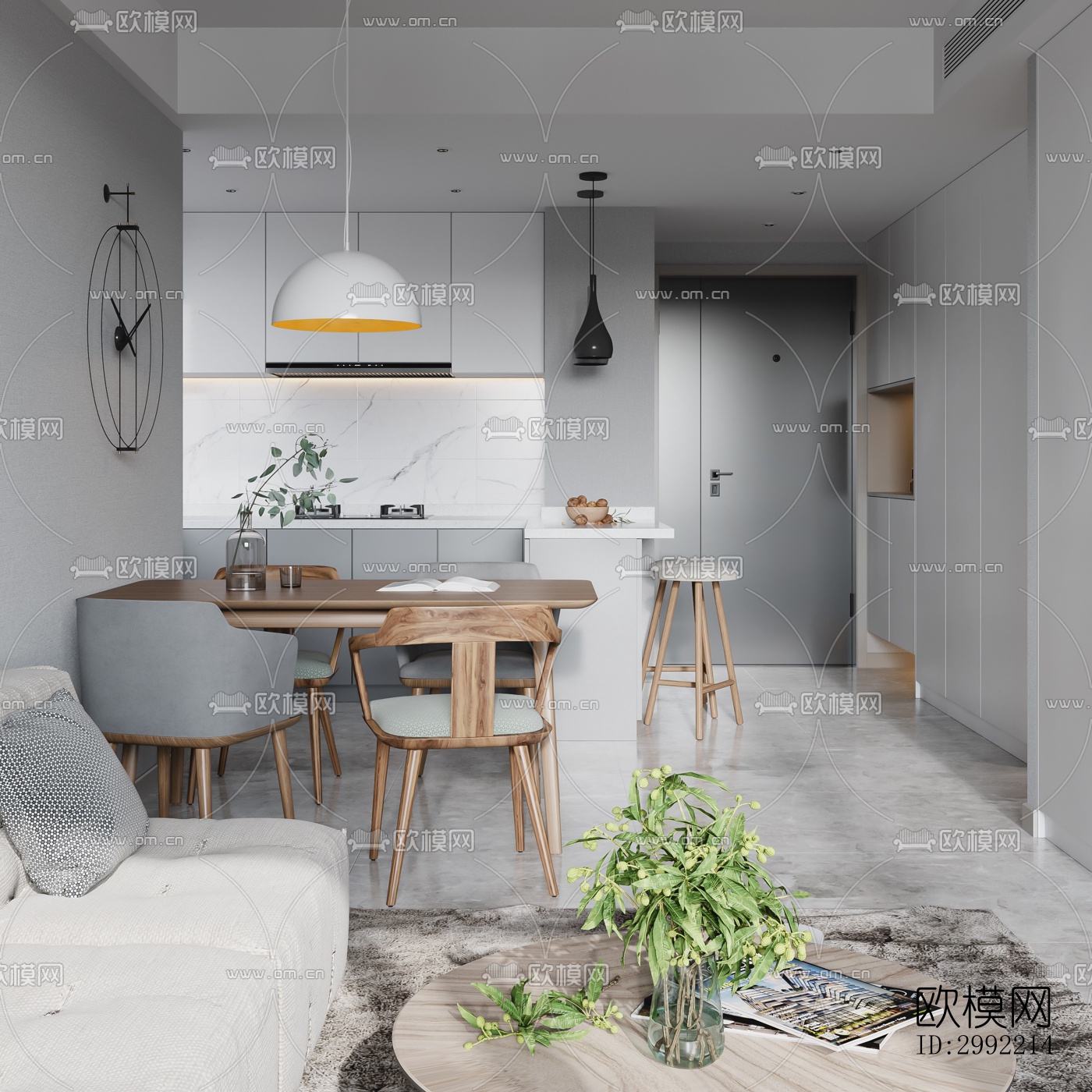 现代平层效果图下载（渲染图9）