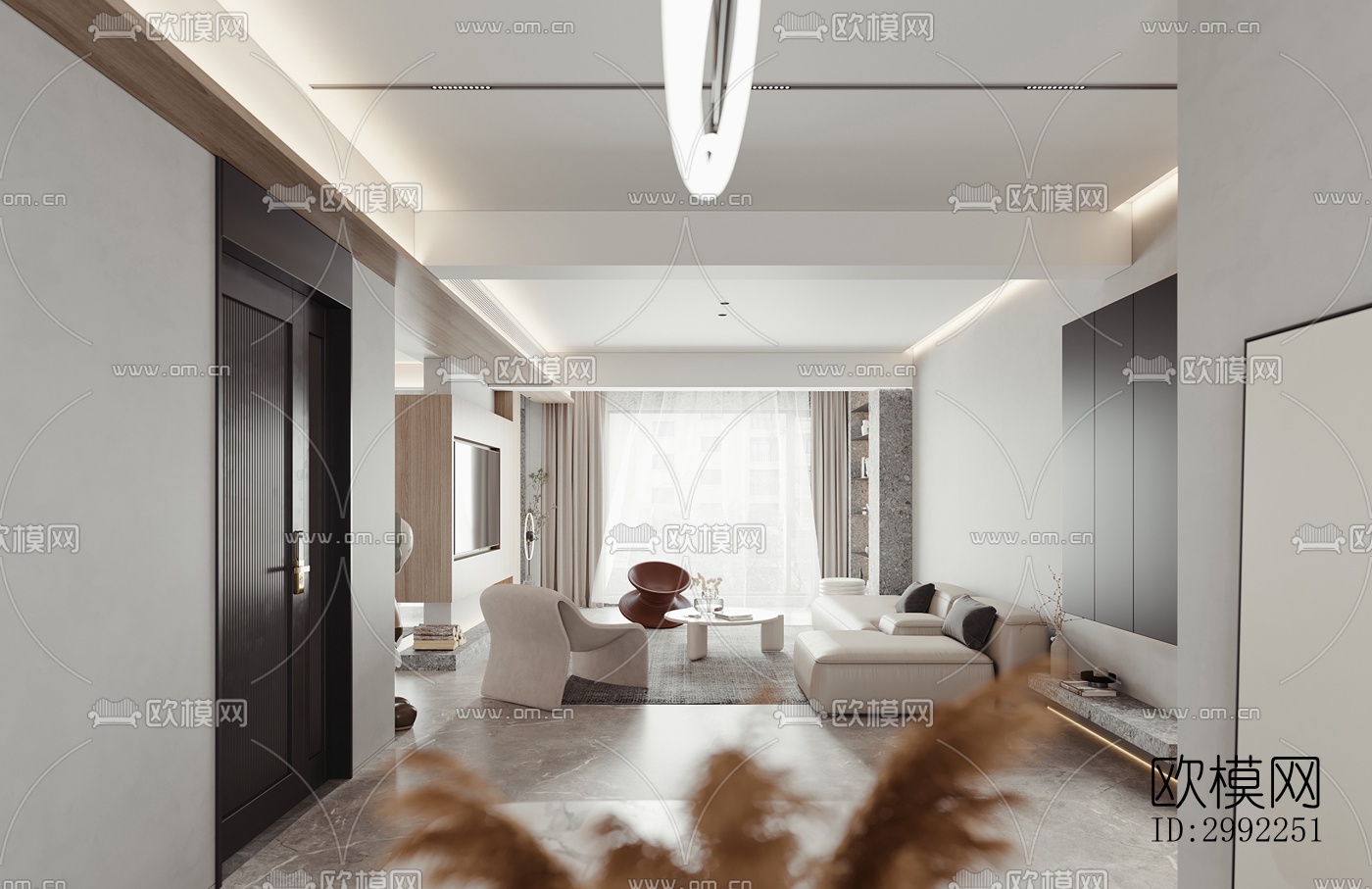 现代平层效果图下载（渲染图3）