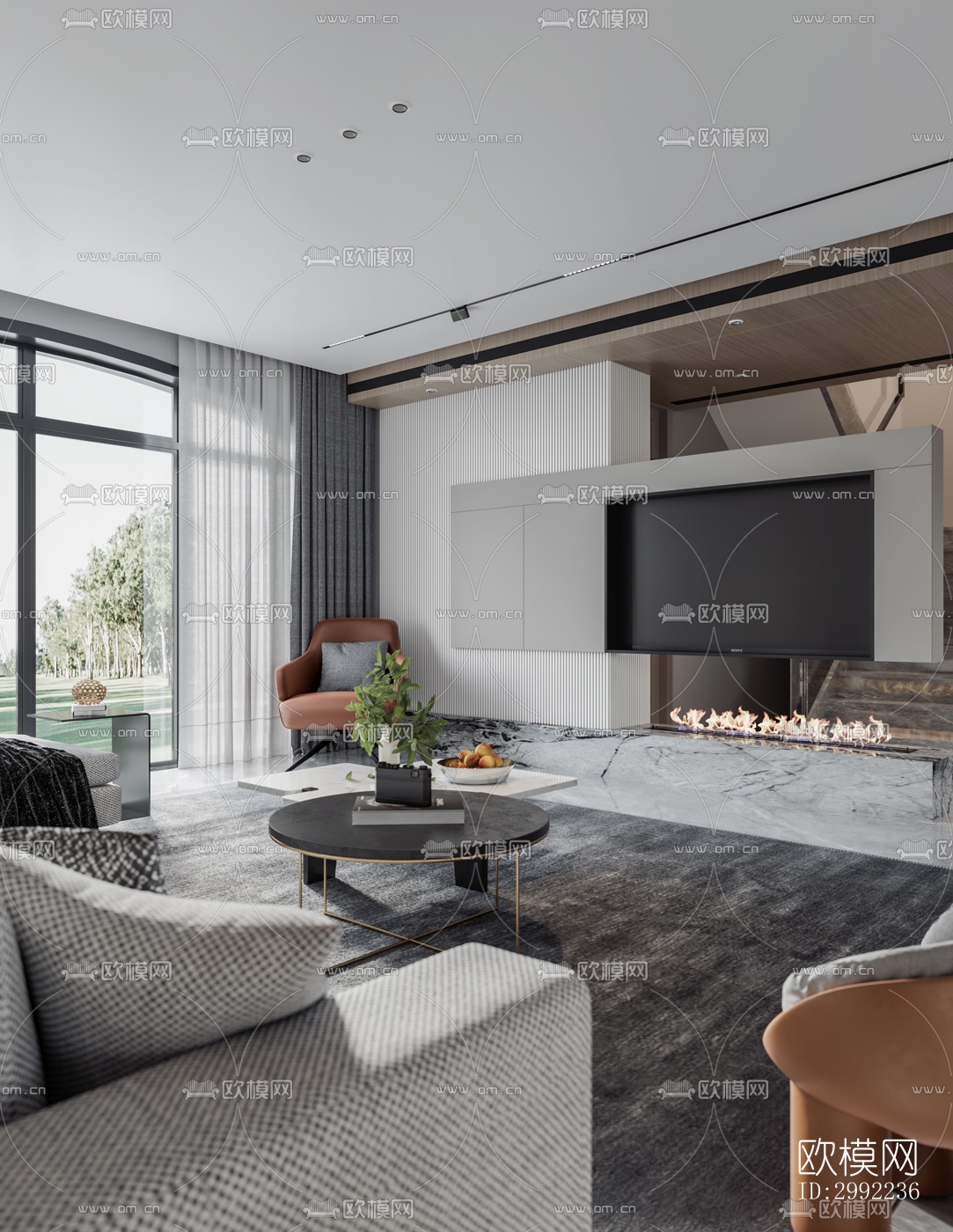 现代平层效果图下载（渲染图4）