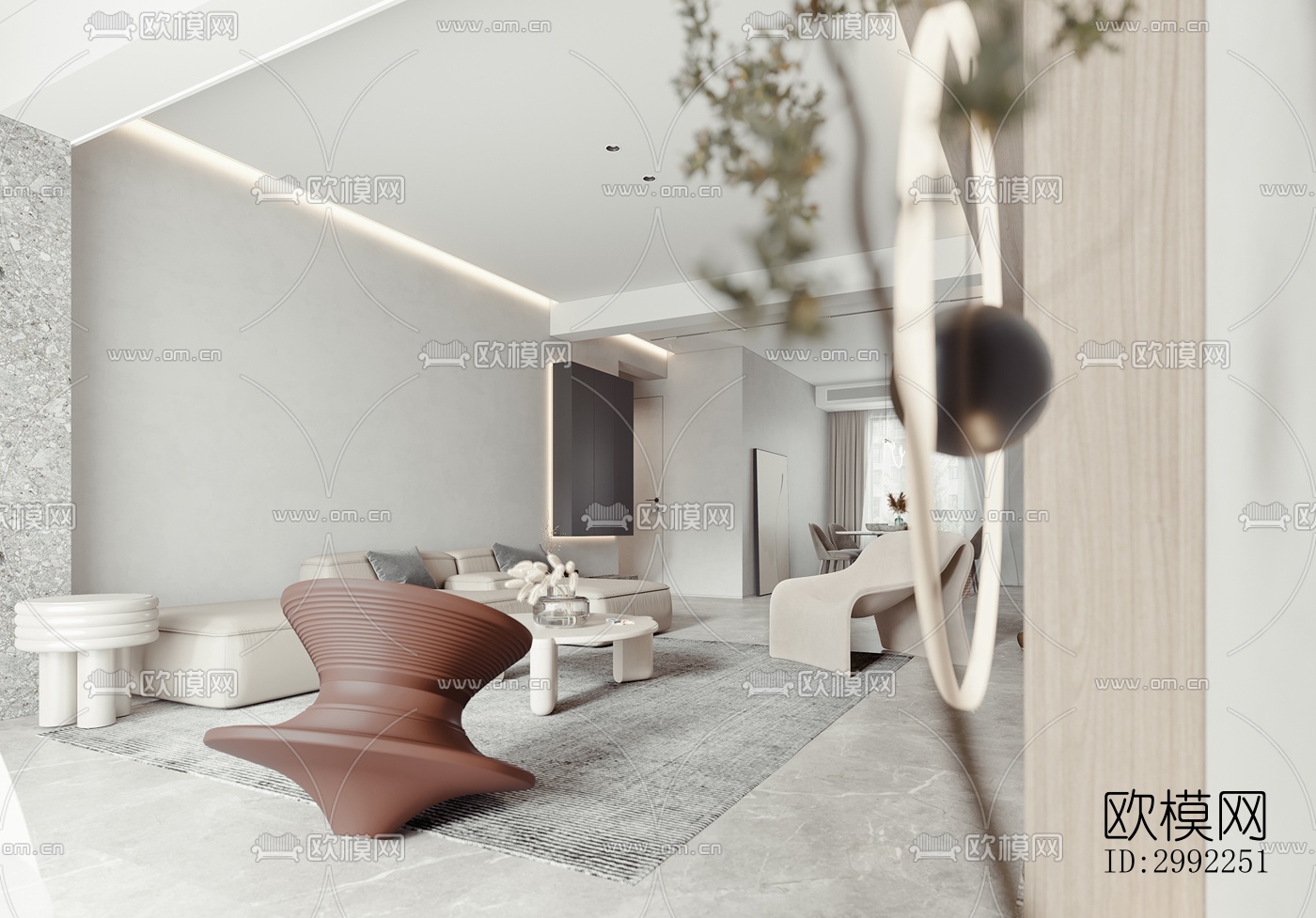 现代平层效果图下载（渲染图4）