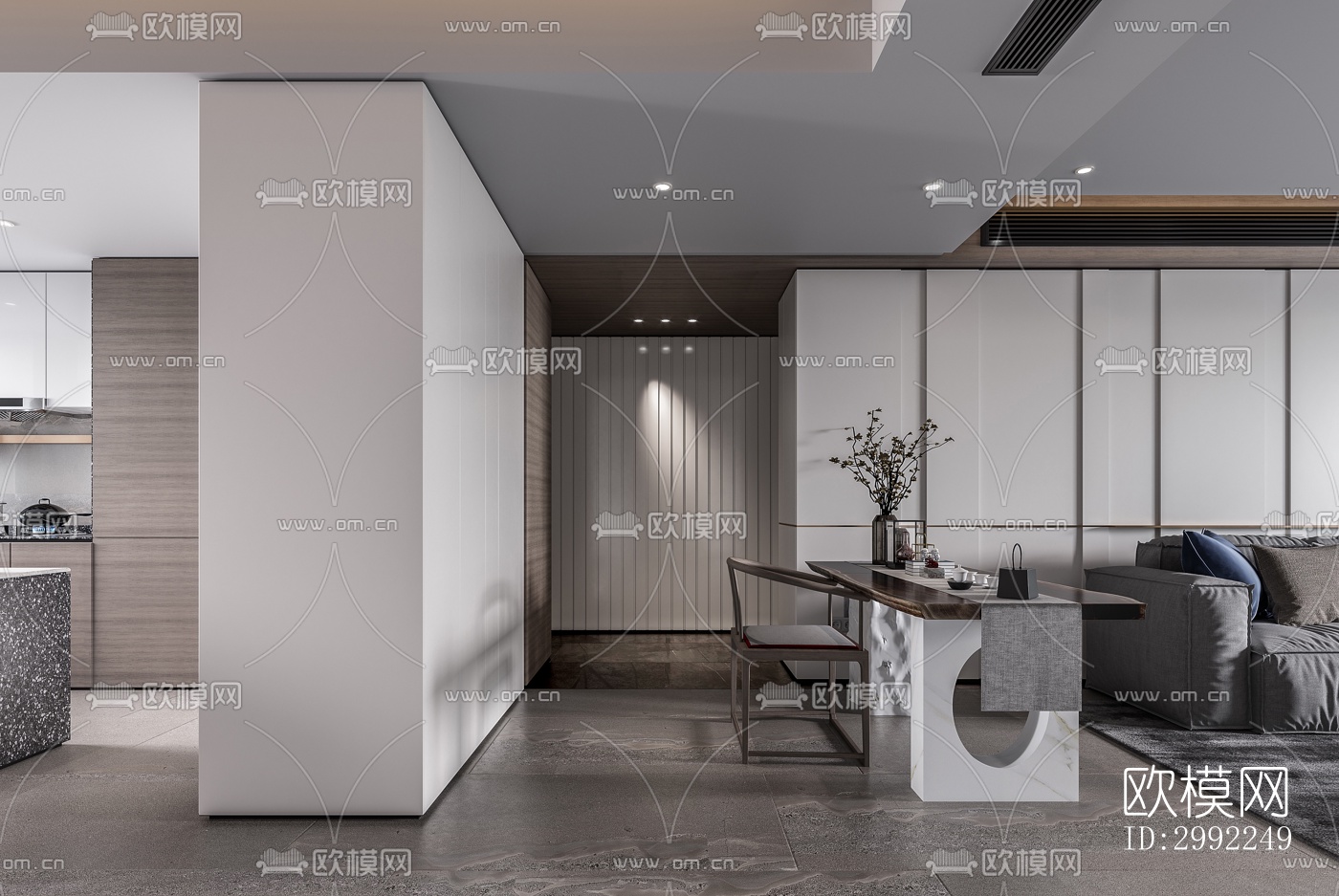 现代平层效果图下载（渲染图12）