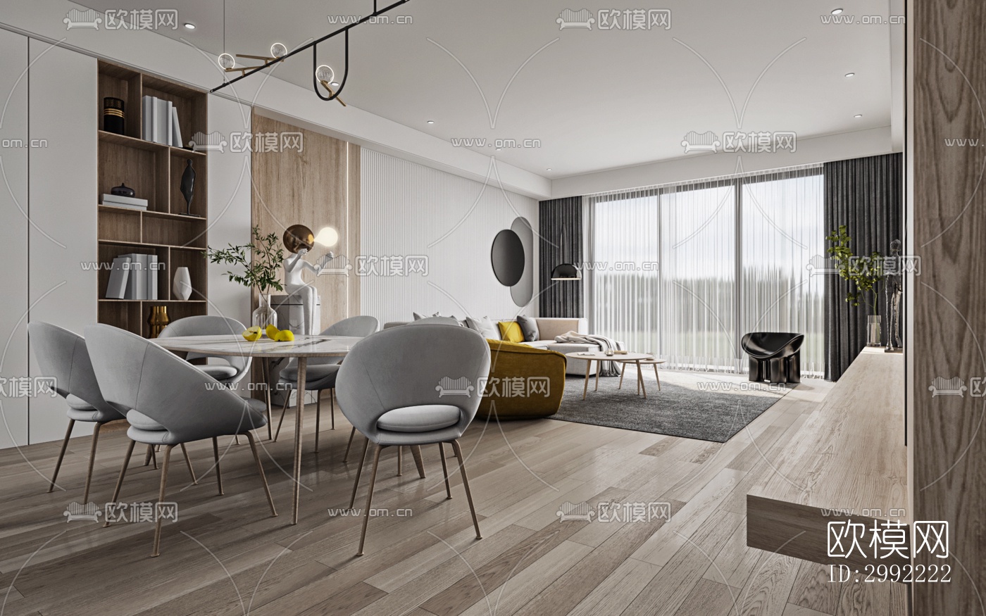 现代平层效果图下载（渲染图7）