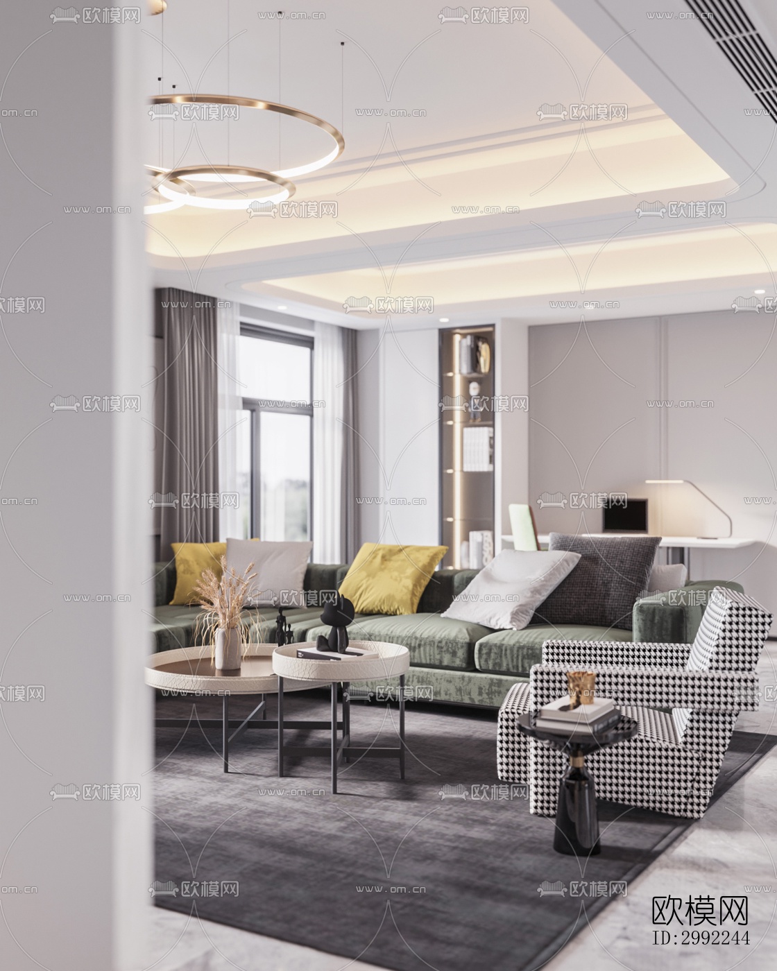 现代平层效果图下载（渲染图5）