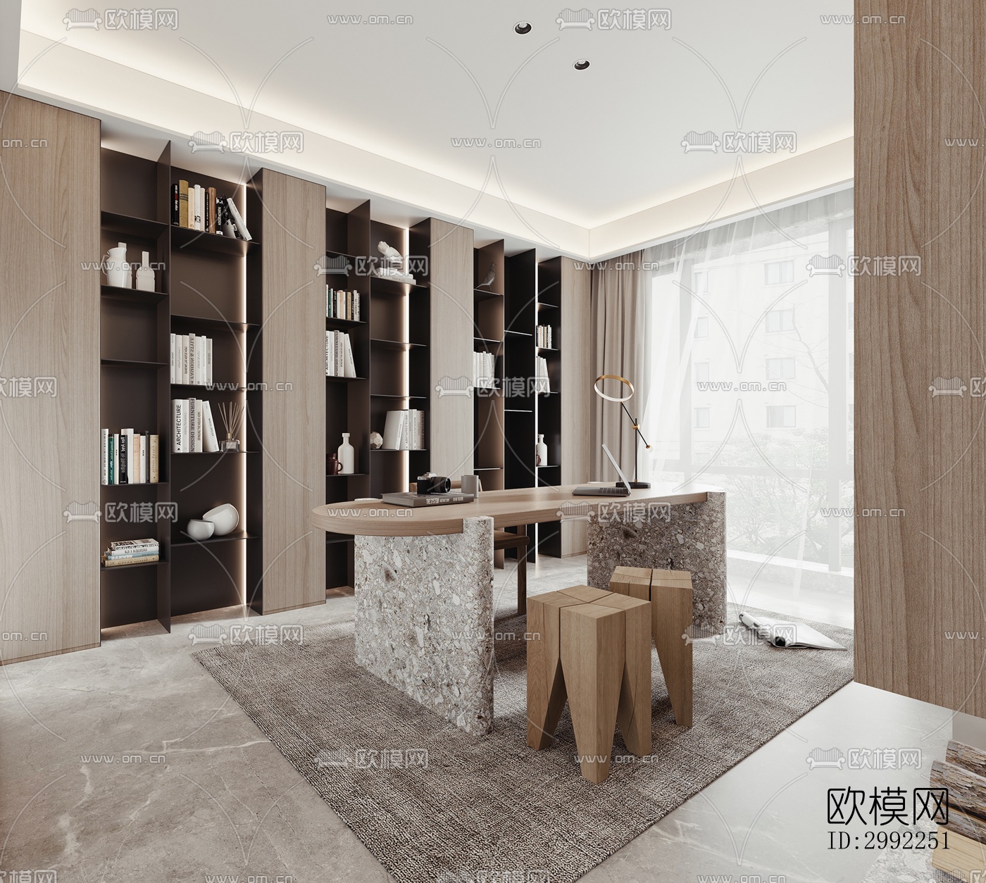 现代平层效果图下载（渲染图1）